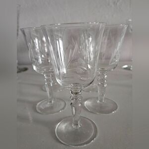 LIBBEY Rock Sharpe Etched Floral Crystal 4 oz Stemmed Glasses | x 9